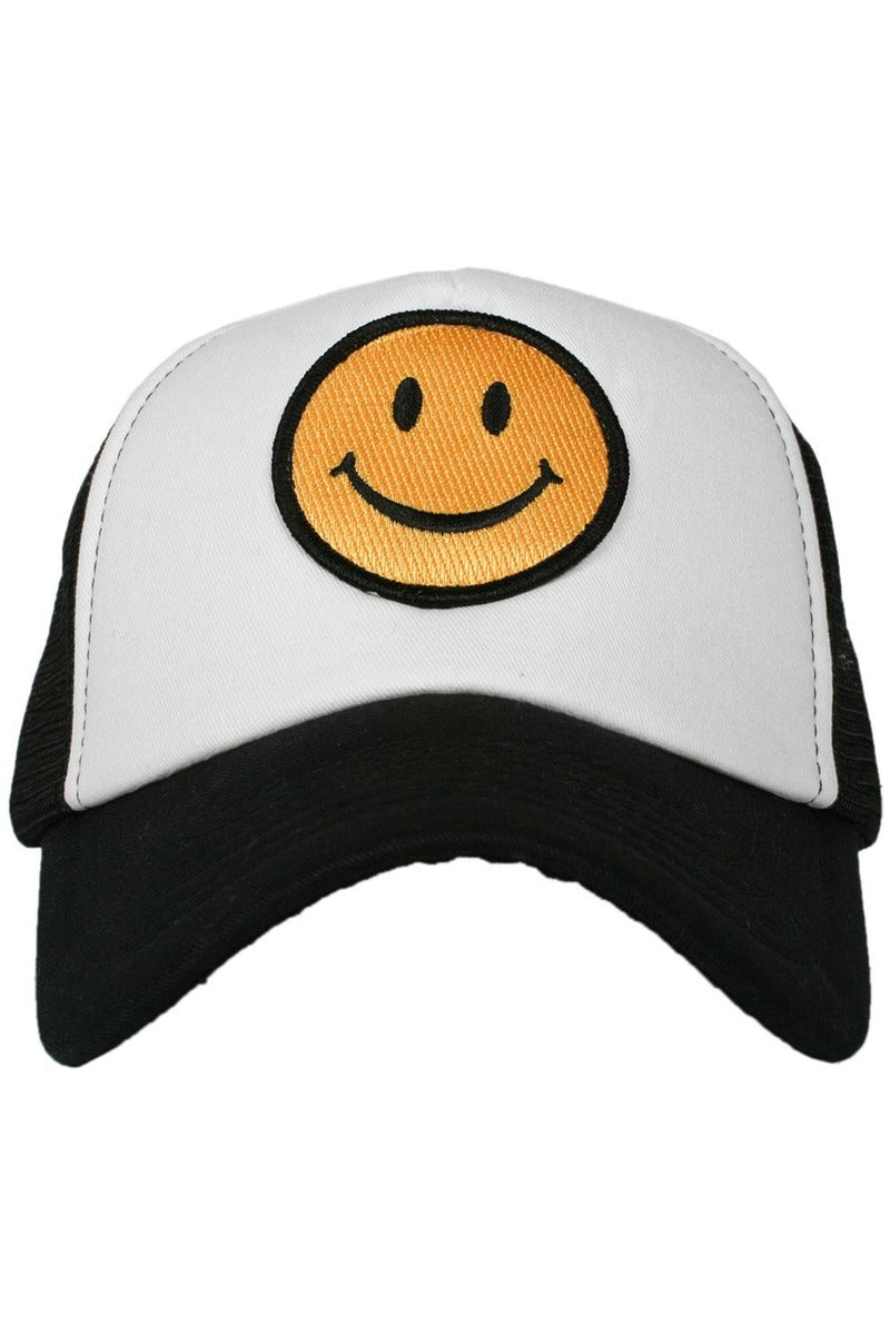 Happy Face Wholesale Trucker Hat (Black and White)