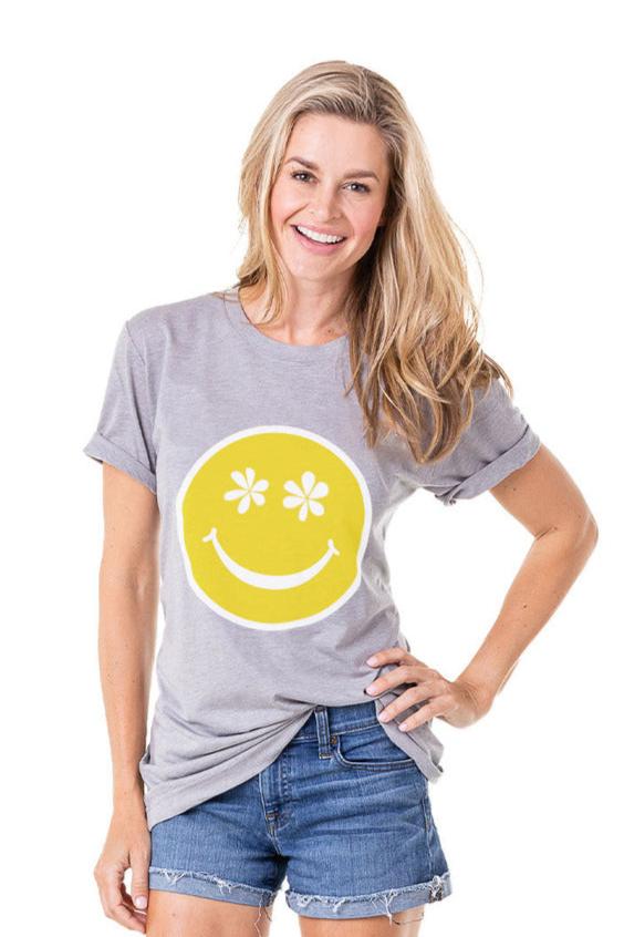 Flower Eye Happy Face Wholesale Graphic Printed T-Shirt