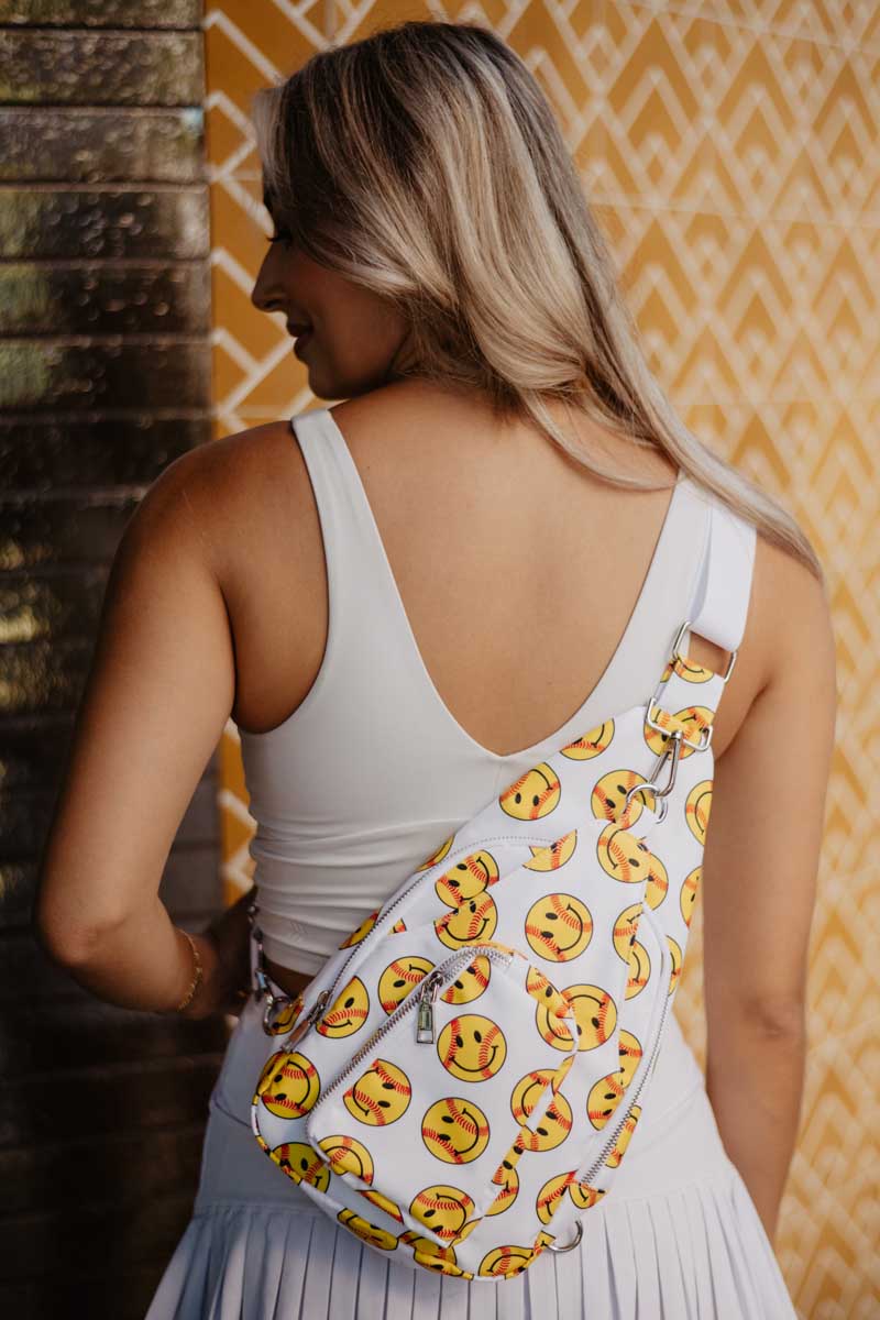 Softball Happy Face Wholesale Sling Bag Crossbody