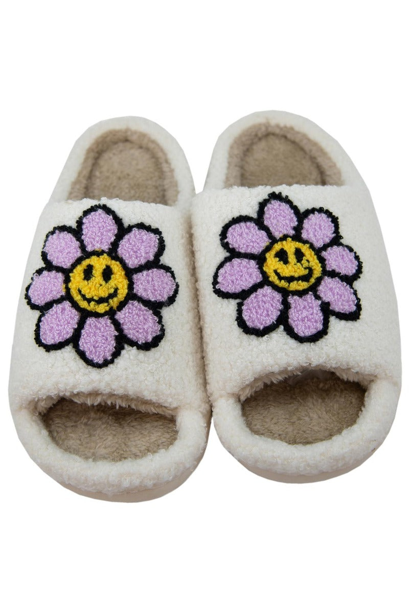 Lavender Daisy Happy Face Wholesale Open Toed Slippers