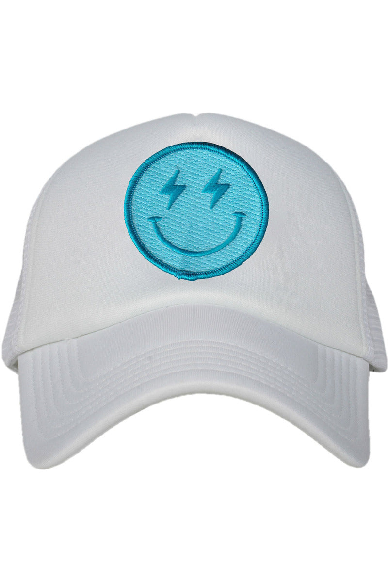 Turquoise Lightning Happy Face Wholesale Foam Trucker Hat