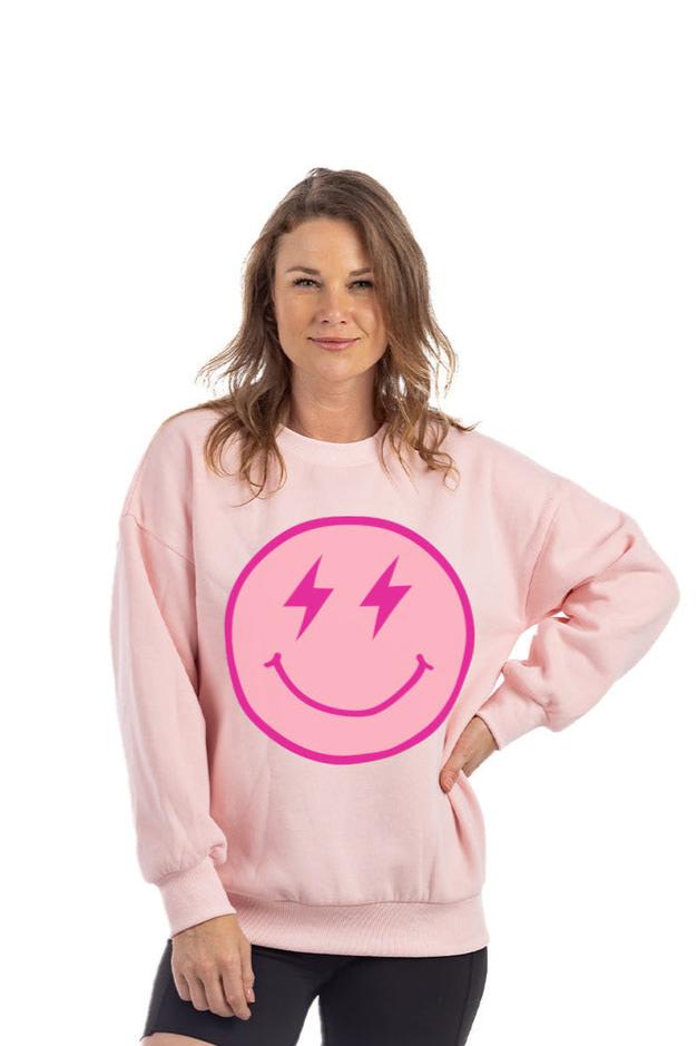 Pink Lightning Happy Face Wholesale Women's Sweatshirt