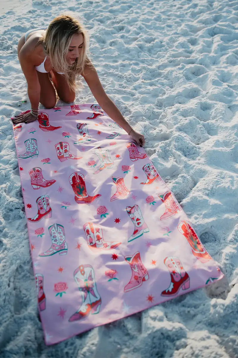 Boots and Flowers Wholesale Reversible Beach Towel