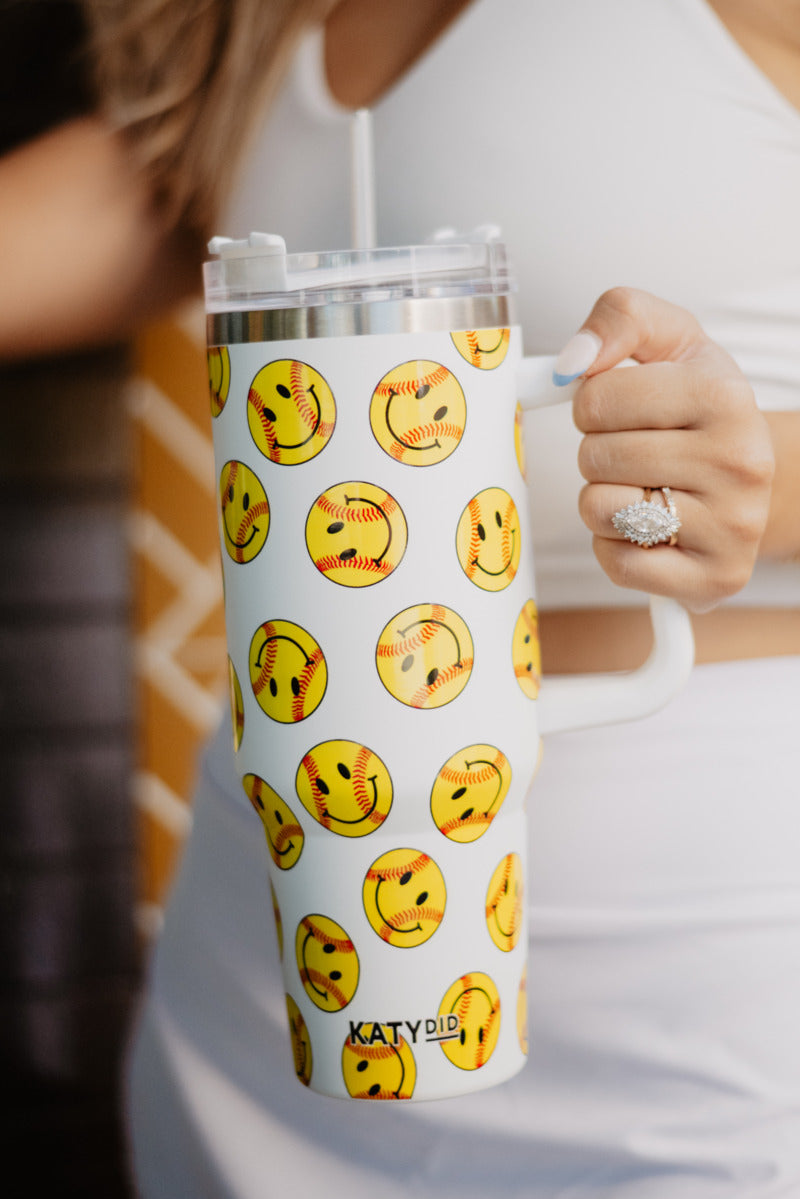 Softball Happy Face Wholesale 40 Oz Tumbler Cup