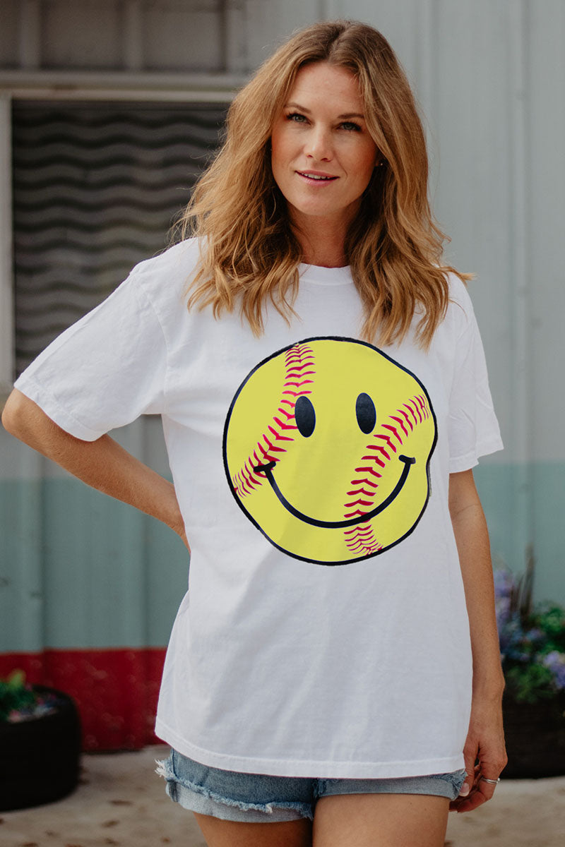 Softball Happy Face Wholesale Graphic T-Shirt