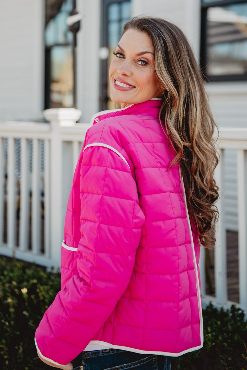 Hot Pink Wholesale Quilted Light Jacket