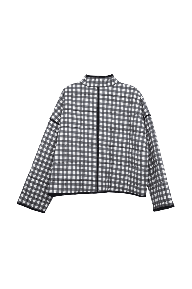 Black & White Checkered Wholesale Lightweight Quilted Jacket