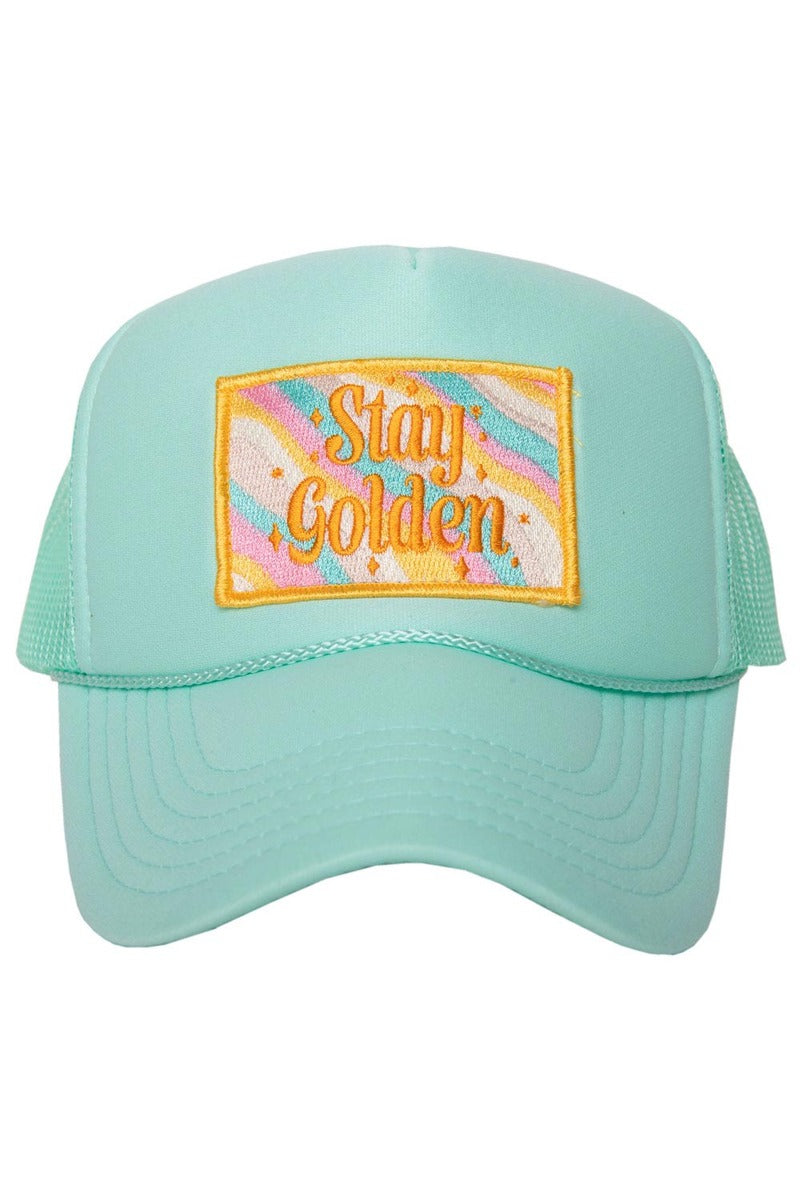 Stay Golden White Wholesale Patch Trucker Hat