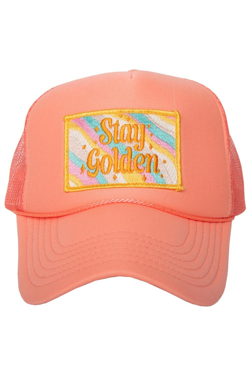 Stay Golden White Wholesale Patch Trucker Hat