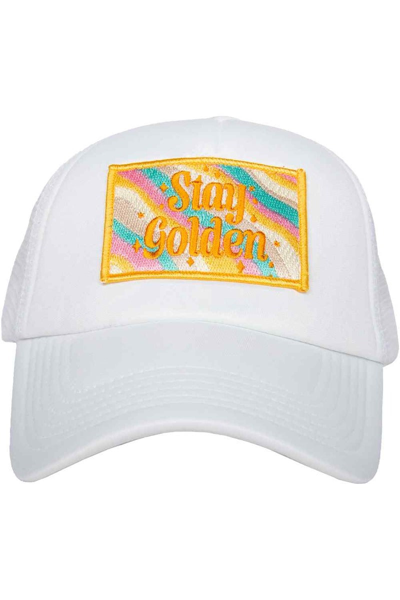 Stay Golden White Wholesale Patch Trucker Hat