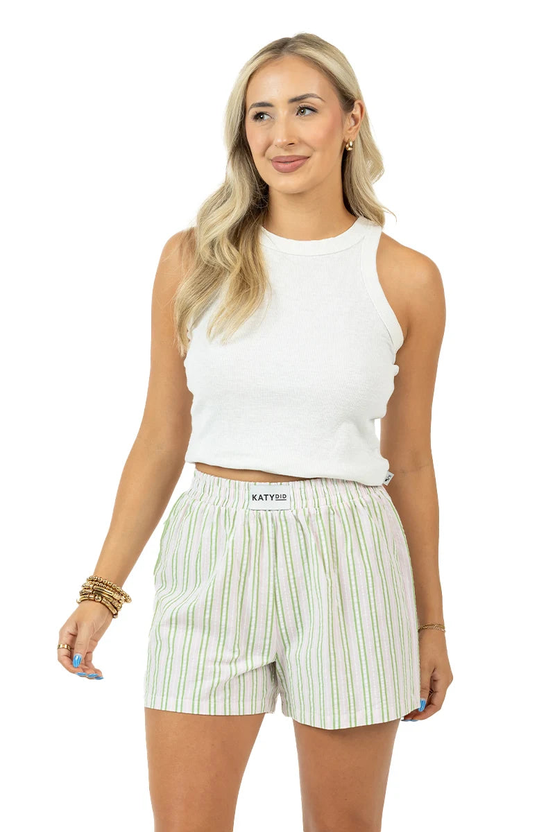 Light Pink and Green Striped Wholesale Boxers