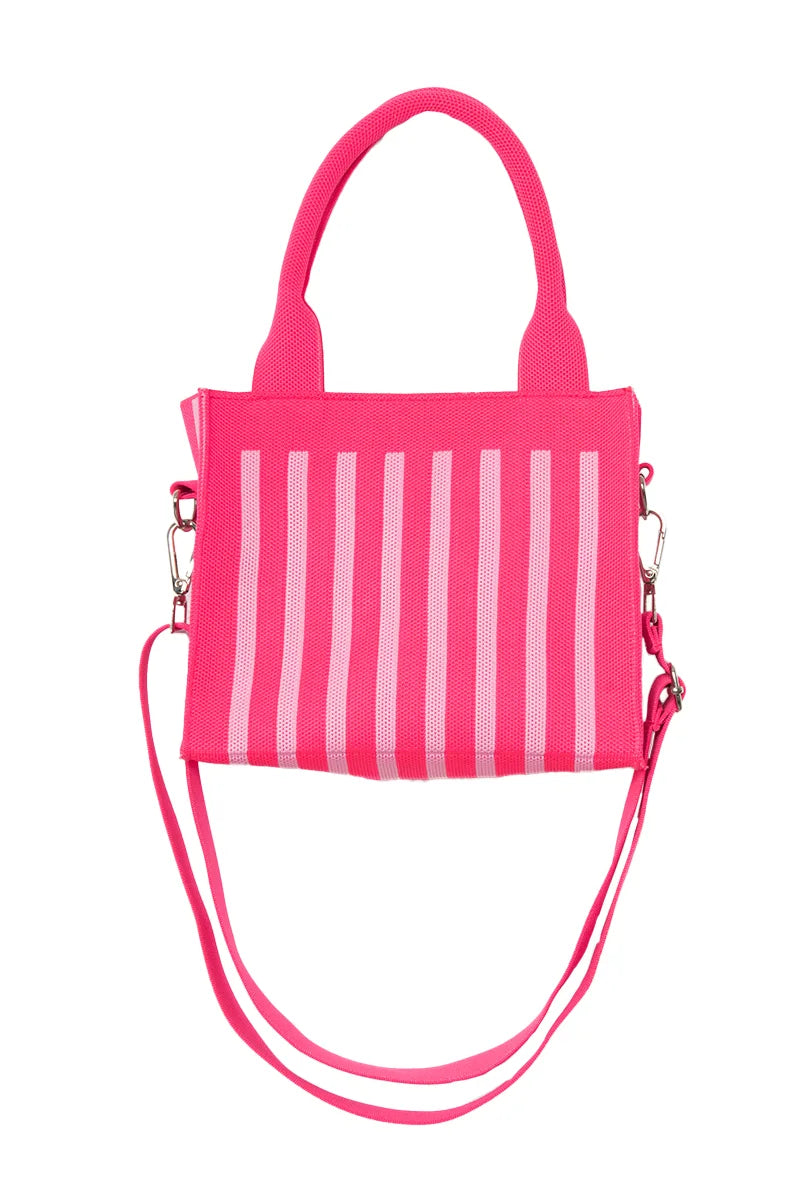 Hot Pink Striped Wholesale Structured Mini Tote