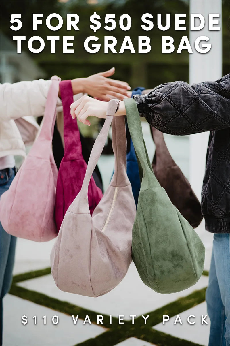 5 for $50 Suede Totes Grab Bag ($110 value)