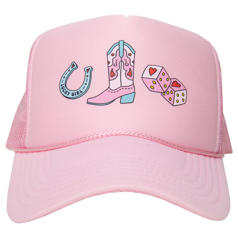 Cowgirl Boot Horshoe and Dice Foam Hat