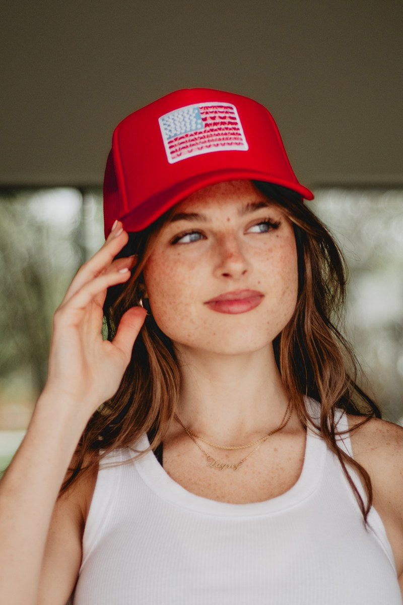 American Flag Wholesale Women's Foam Trucker Hat
