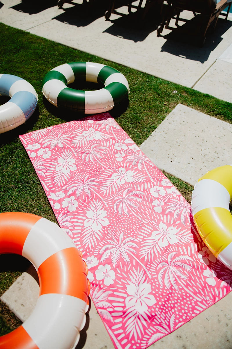 Sunset Palms Stripes Reversible Beach Towel