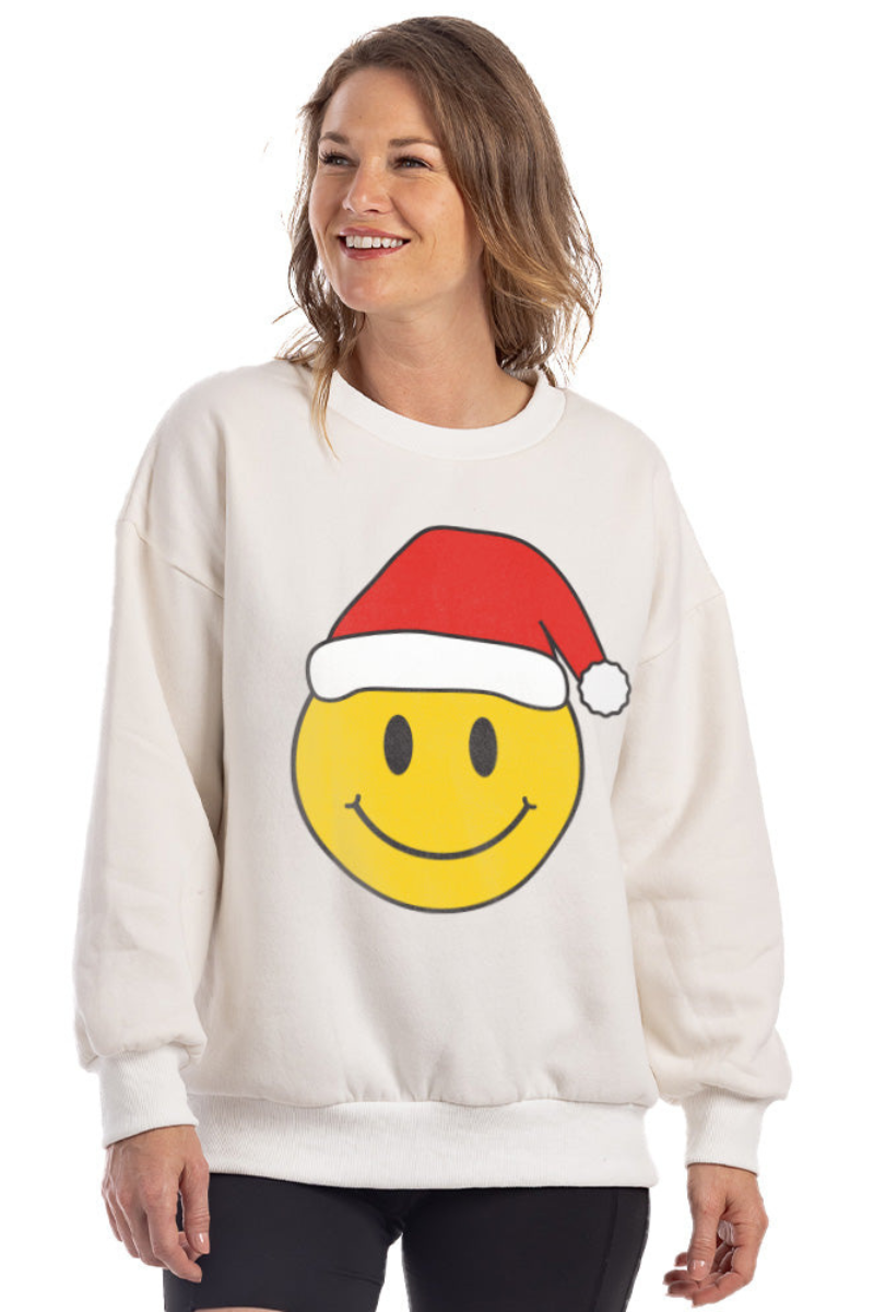 Santa Happy Face Crewneck Wholesale Sweatshirt