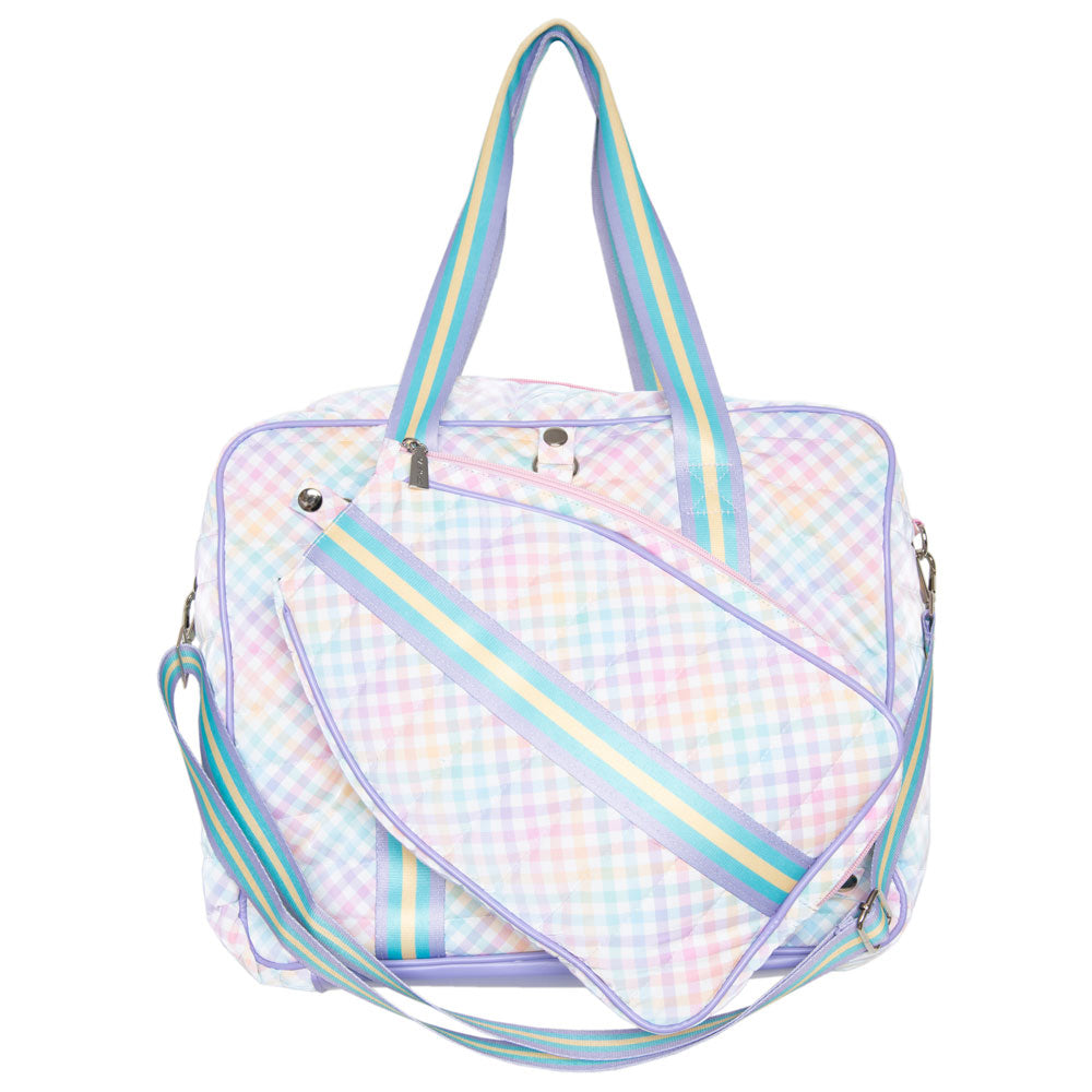 Rainbow Gingham Wholesale Pickleball Tote Bag
