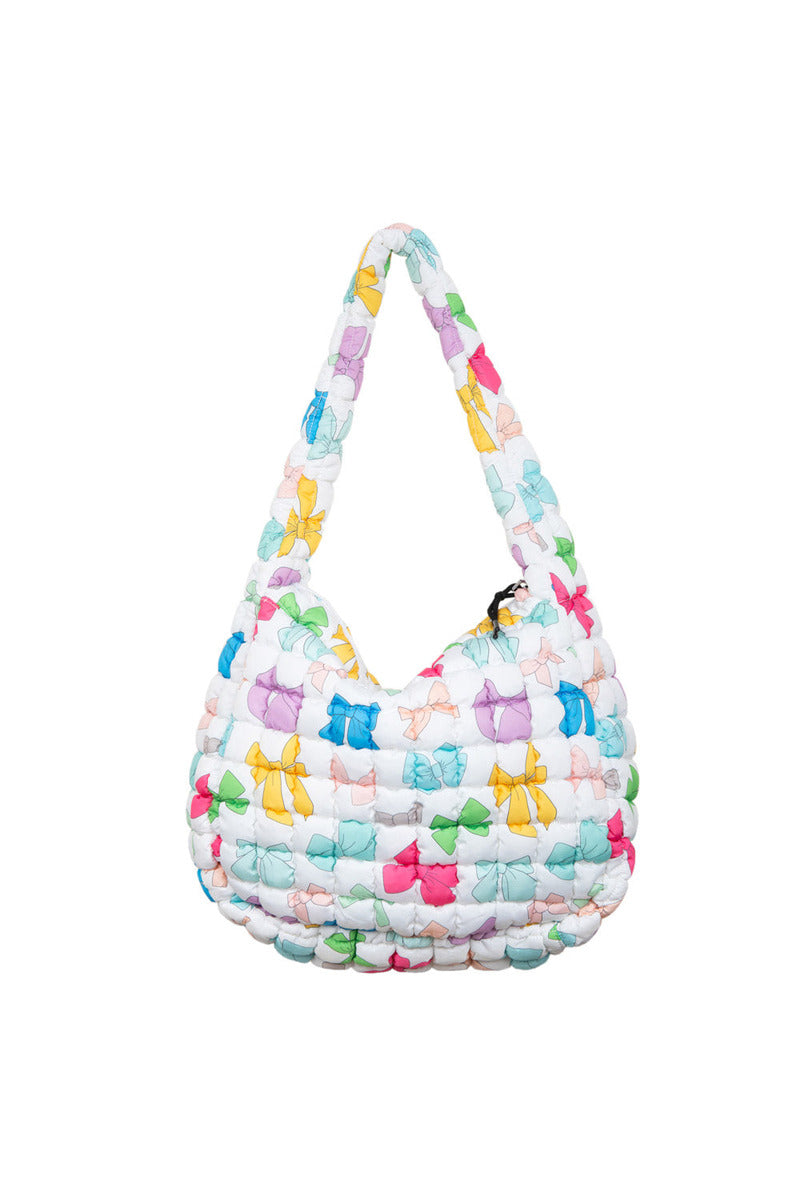 Multicolored Coquette Bows Wholesale Large Quilted Tote Bag