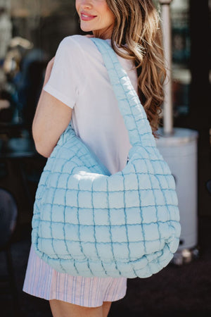 ★TOUT Y EST★ Curved Pattern Quilted BagDusty Blue 50061624 tote-bags-for-women-light-