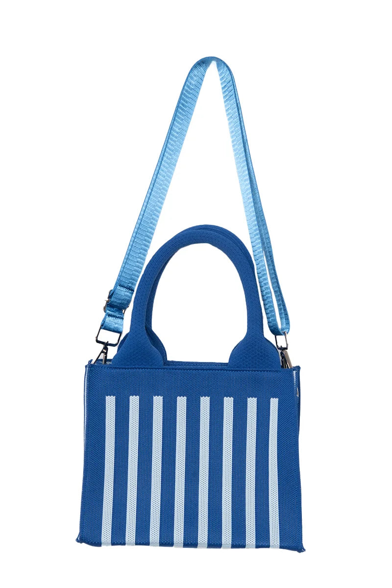 Blue Striped Wholesale Structured Mini Tote Purse