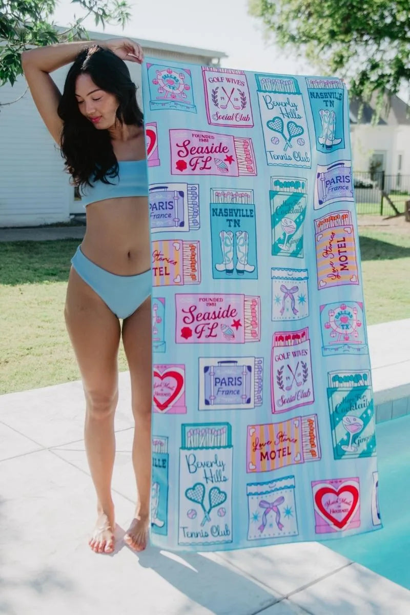 Traveling Matchbook Wholesale Microfiber Reversible Beach Towels