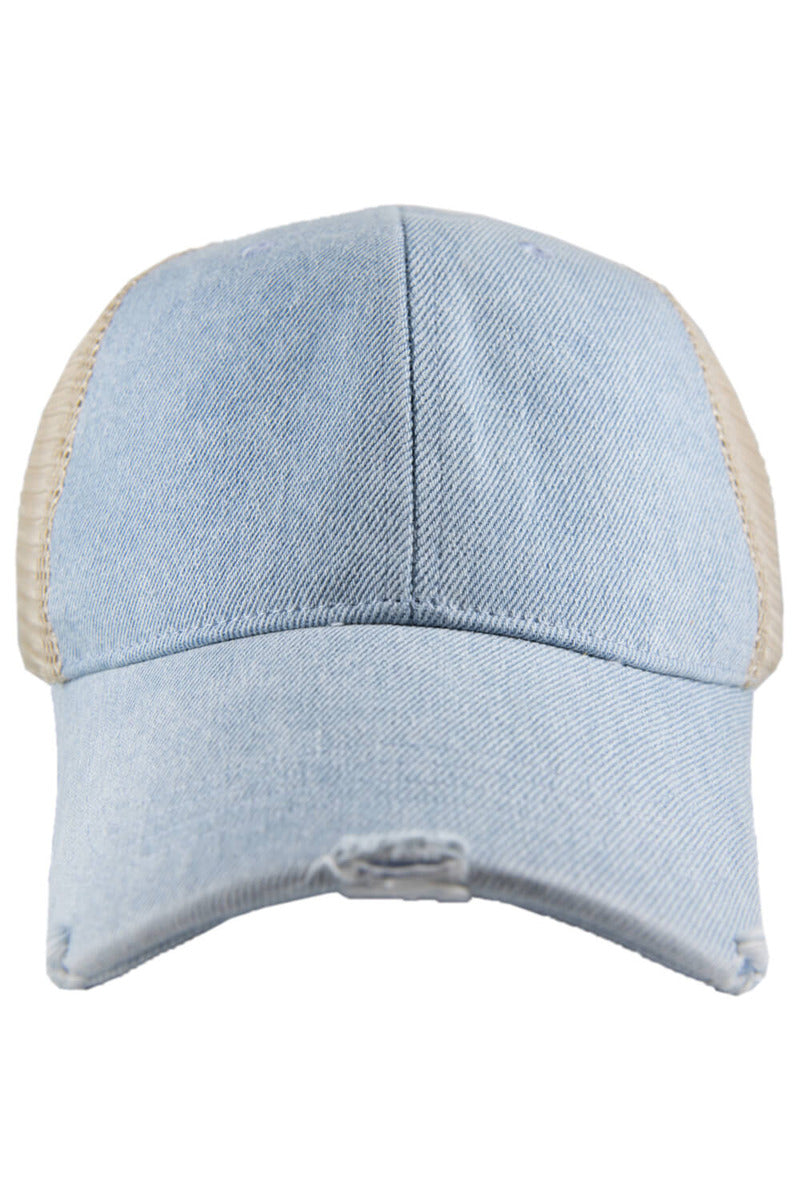 Denim Blue Fitted Blank Trucker Hat | Katydid Wholesale display picture 2