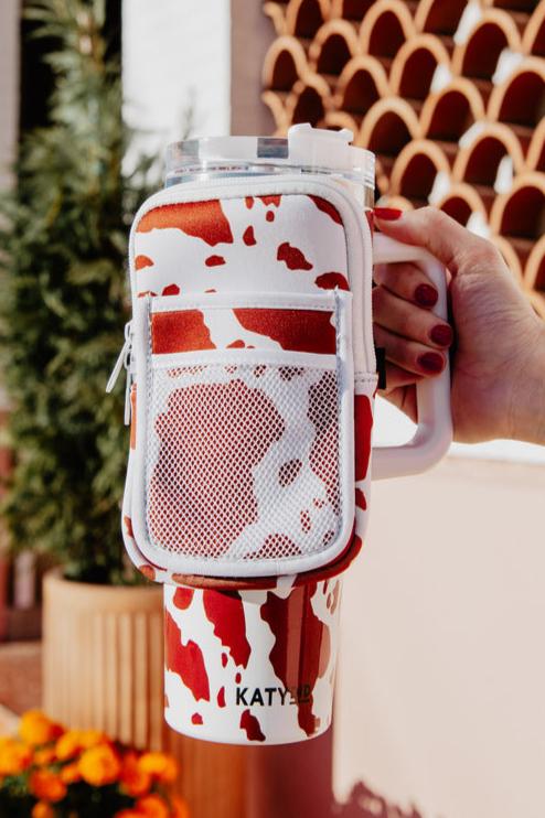 Brown and White Cow Print Wholesale Tumbler ZIPPER POUCH
