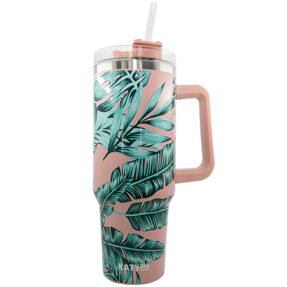 Sippin' Pretty Hot Pink Leopard 40 oz Drink Tumbler With Lid And Straw