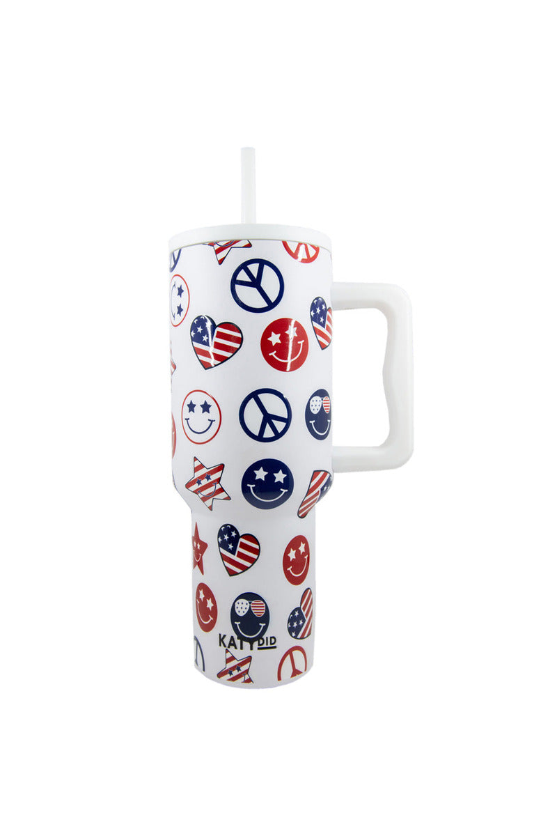 America Star, Peace & Happy Face Wholesale 38 Oz Tumbler