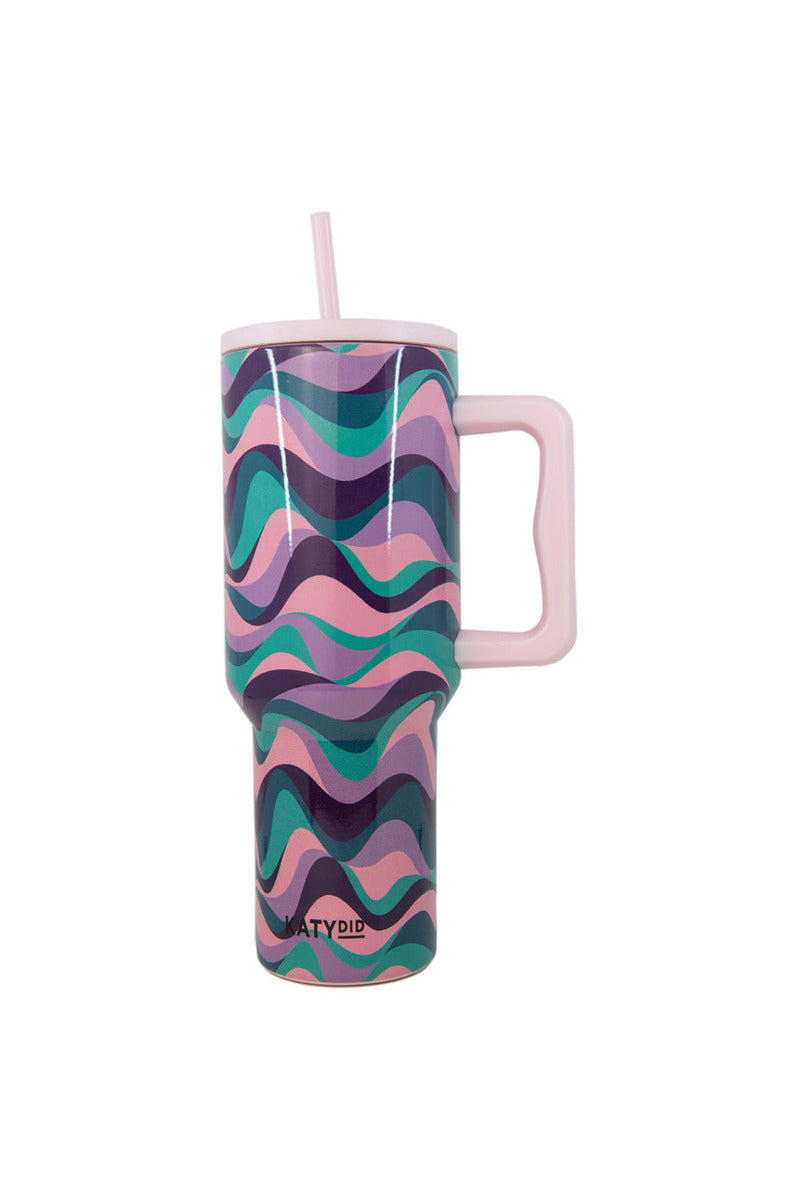 Pink Purple Green Swirl Wholesale Tumbler with Handle