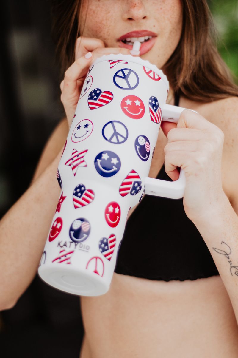 America Star, Peace & Happy Face Wholesale 38 Oz Tumbler