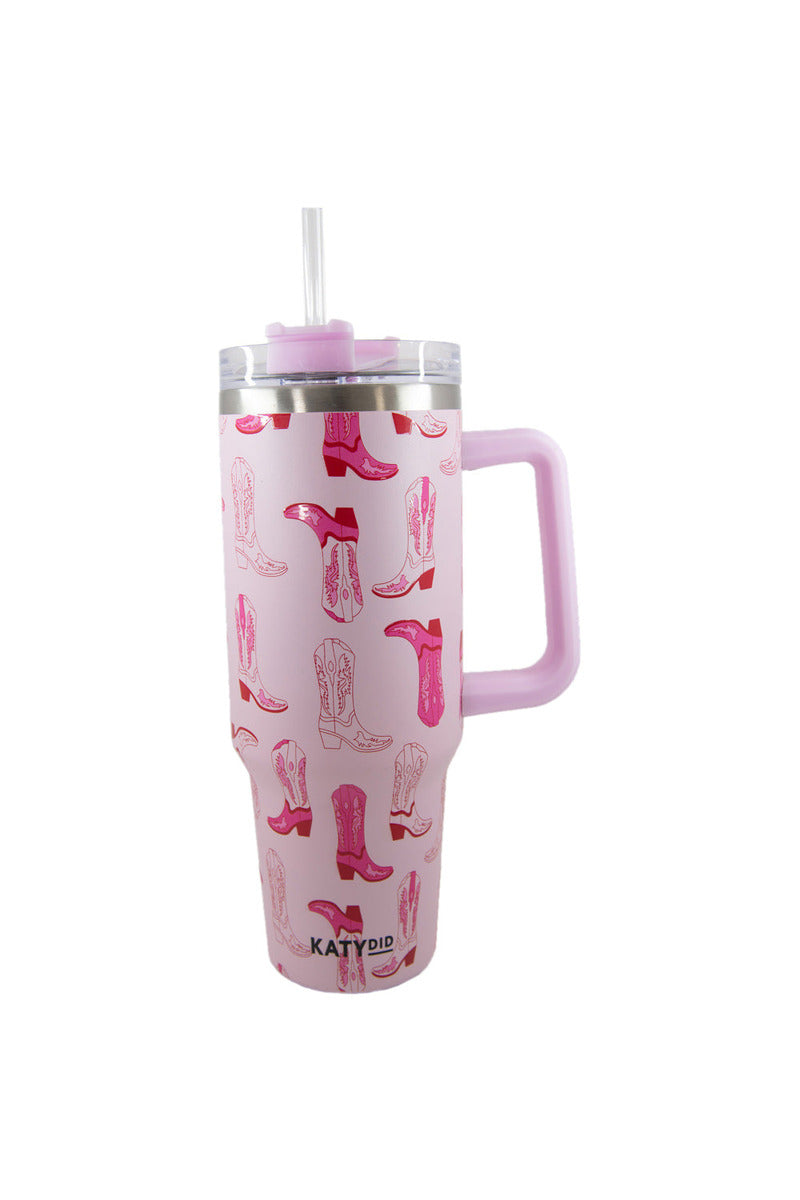 Light Pink Western Boots Wholesale Tumbler Cup w/ Handle