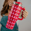 Girly Red Hearts Design Wholesale Tumbler with Handle