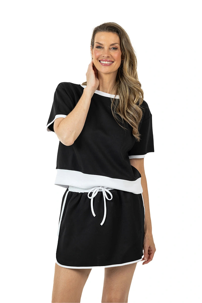 Black and White Wholesale Skirt and Top Set