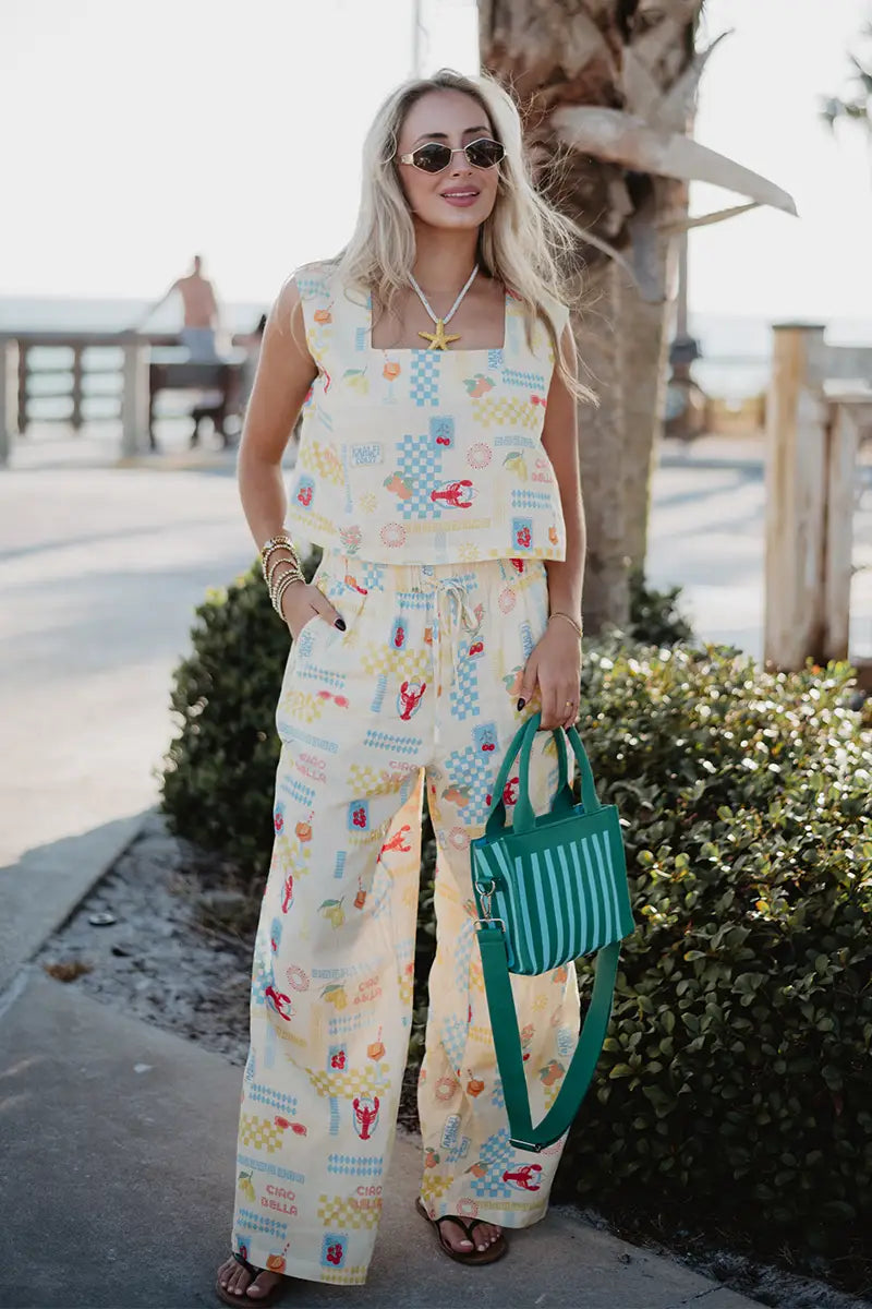 Yellow Italian Summer Wholesale Two-Piece Sets Women