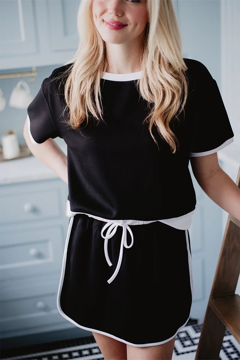 Black and White Wholesale Skirt and Top Set