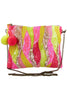 Pink Red Swirls Sequined Wholesale Clutch with Pom Poms