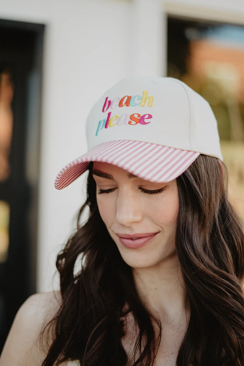 Beach Please (Lowercase) Two-Toned Hat for Women