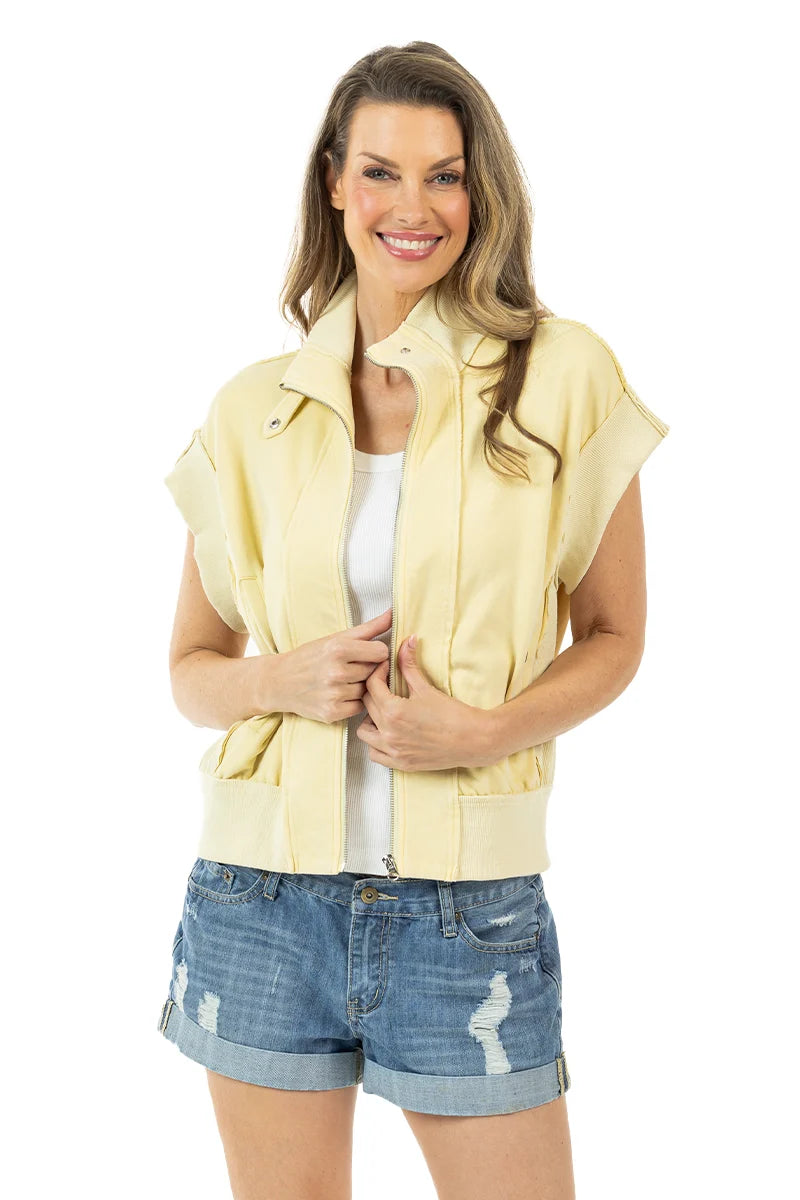 Yellow Garment Washed Wholesale Utility Vest