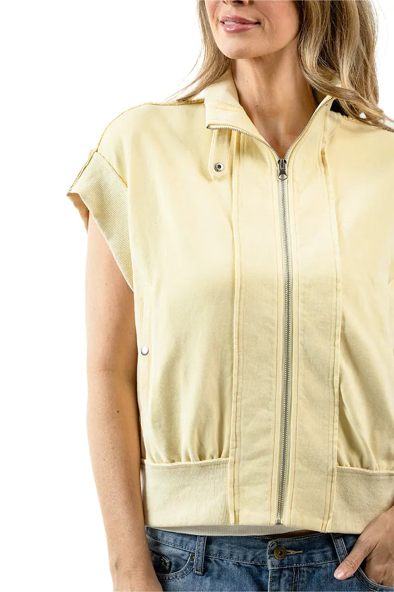 Yellow Garment Washed Wholesale Utility Vest