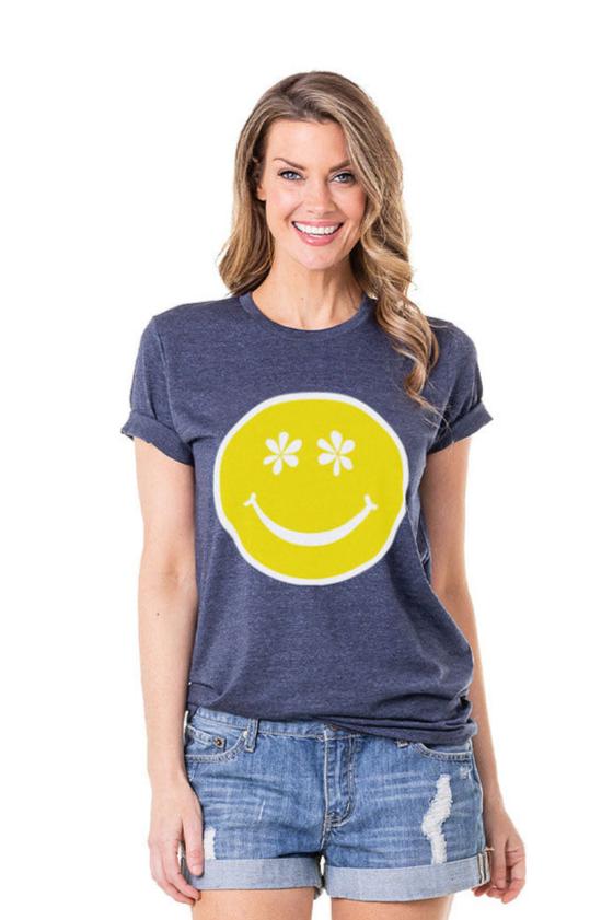 Flower Eye Happy Face Wholesale Graphic Printed T-Shirt