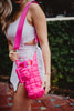 Hot Pink Quilted Water Bottle Carrier Bag