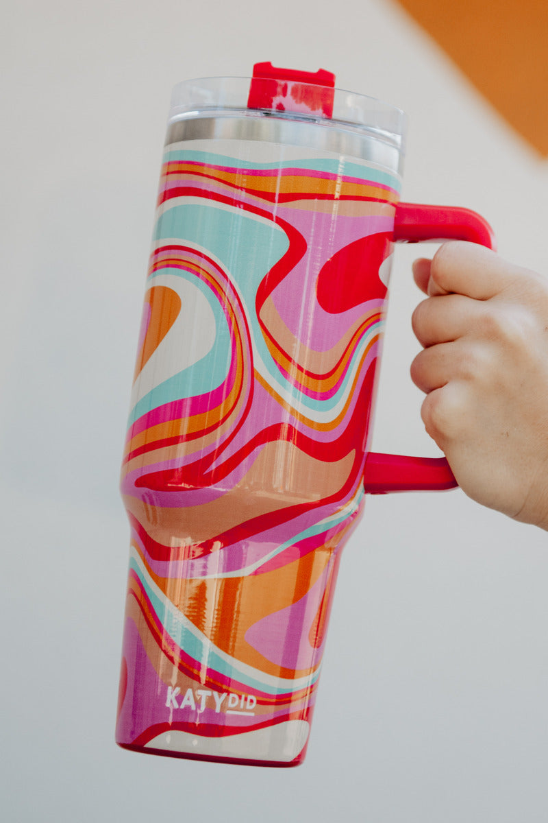 Groovy Swirls Wholesale Tumbler Cup w/ Handle