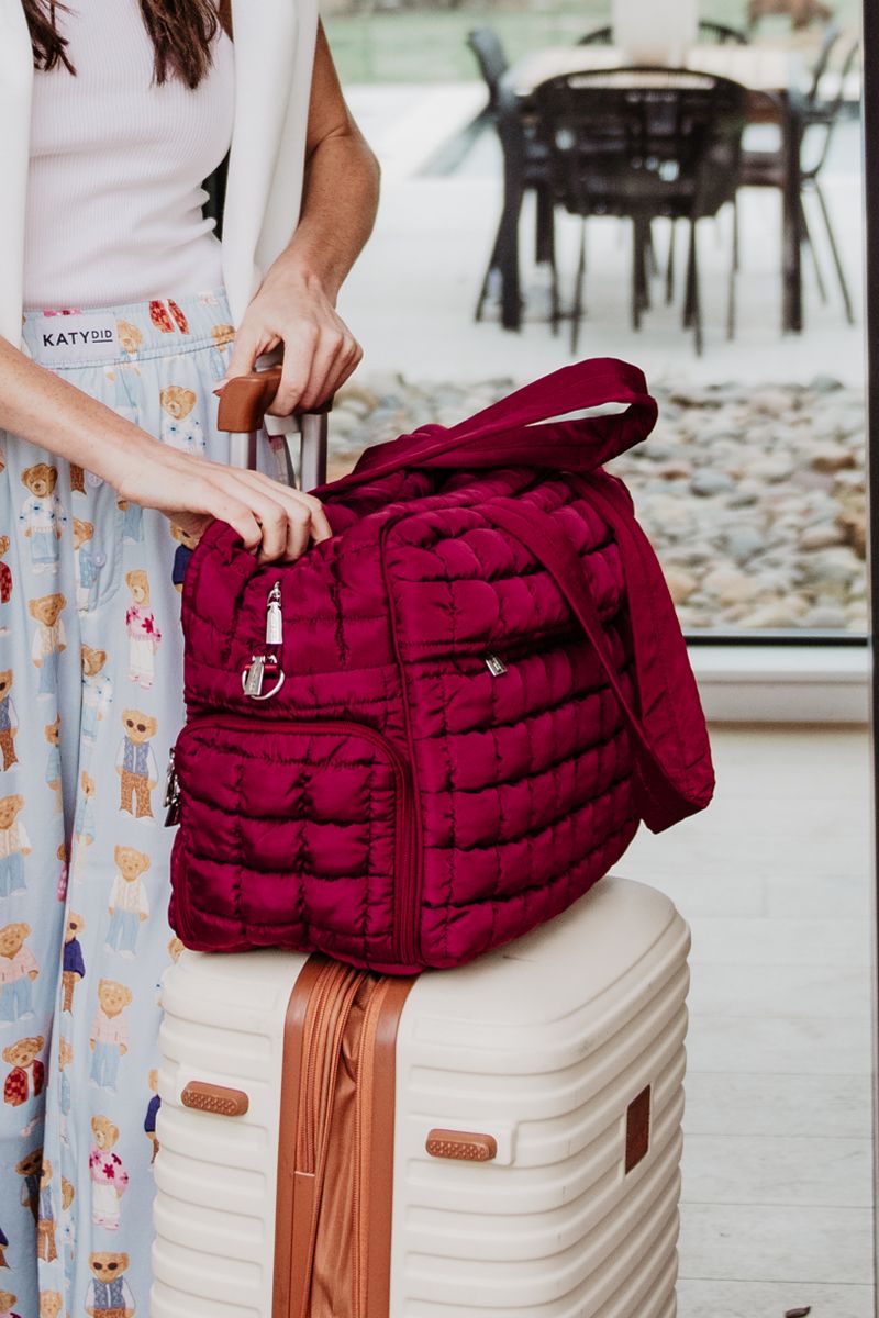 Wine Quilted Duffel Wholesale Weekender