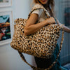 Cream Leopard Sherpa Wholesale Women's Tote Bag