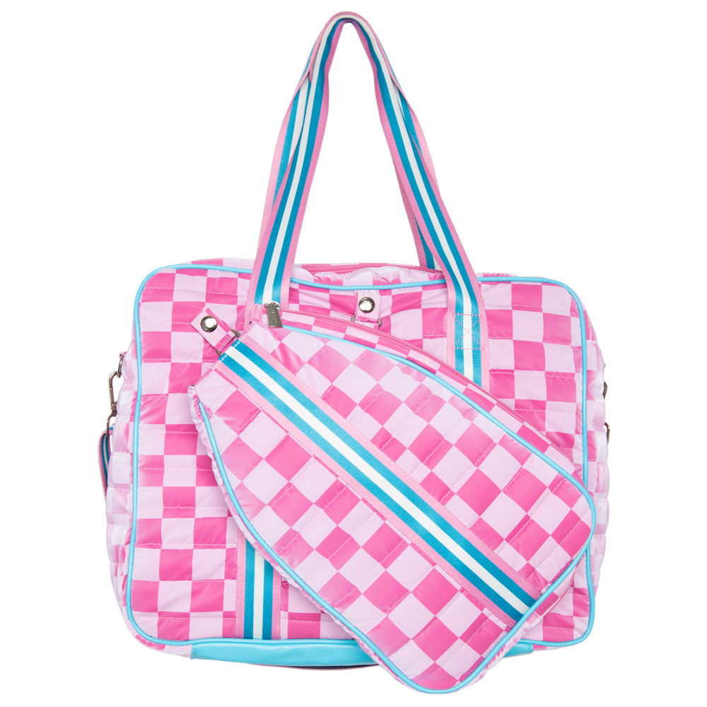 Pink Checkerprint Wholesale Duffle Pickleball Bag