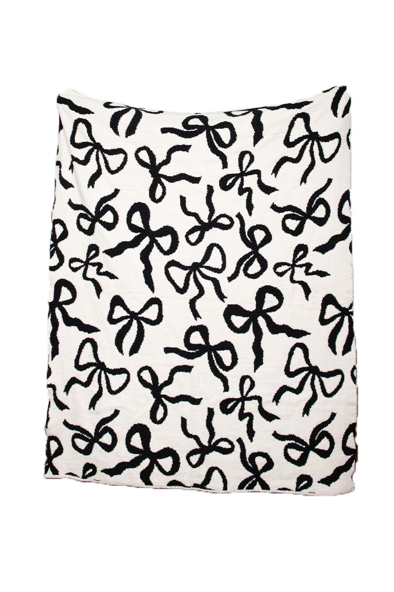 Black & White Bows Double Sided Wholesale Knitted Blanket