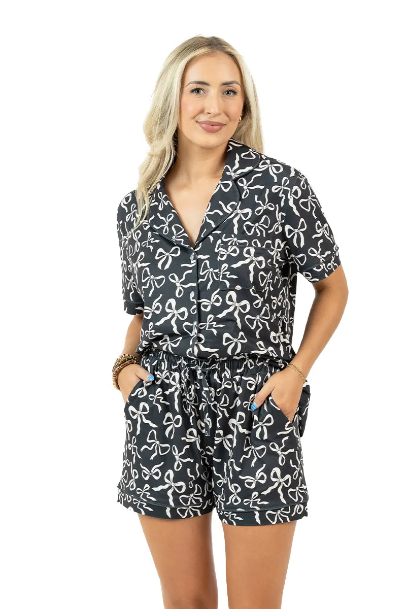 Black Bow Wholesale Matching Pajama Sets
