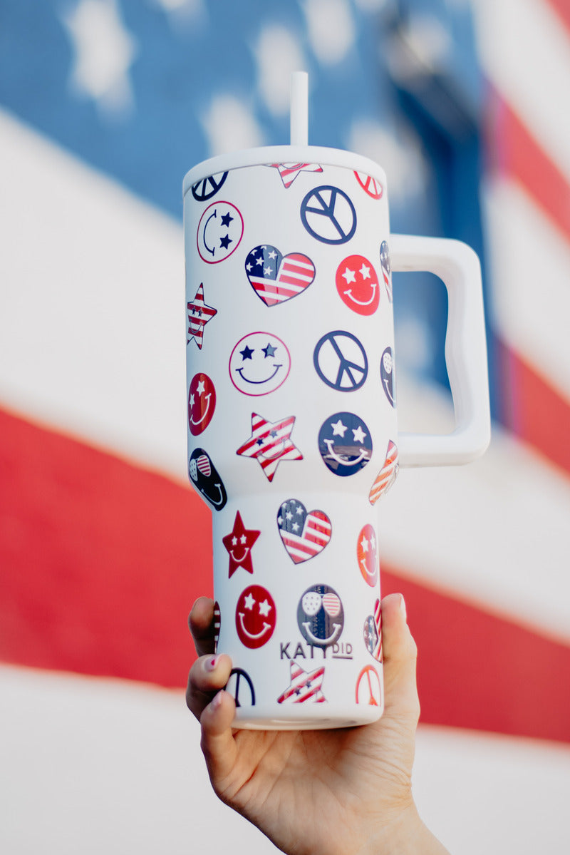 America Star, Peace & Happy Face Wholesale 38 Oz Tumbler